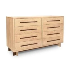 Modern American 8-Drawer Dresser #1 -HomeNest Store Modern American 8 Drawer Dresser Natural Maple Walnut Accents