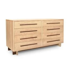 Modern American 8-Drawer Dresser #1 -HomeNest Store Modern American 8 Drawer Dresser Wide Natural Maple Walnut Accents