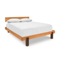 Modern American Platform Bed -HomeNest Store Modern American Platform Bed Queen Cherry Walnut Accents