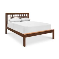 Modern American Trellis Low Footboard Bed -HomeNest Store Modern American Trellis Low Footboard Bed Queen Natural Walnut Cherry Caps