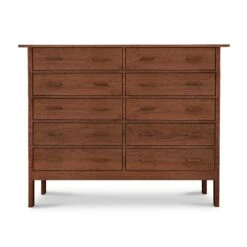 Modern Craftsman 10-Drawer Dresser -HomeNest Store Modern Craftsman 10 Drawer Dresser Natural Walnut