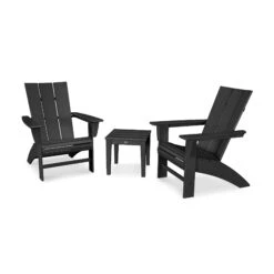 POLYWOOD Modern Curveback Adirondack 3-Piece Set -HomeNest Store Modern Curveback Adirondack 3 Piece Set PWS420 1 BL Black