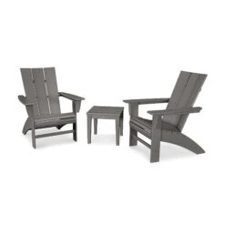 POLYWOOD Modern Curveback Adirondack 3-Piece Set -HomeNest Store Modern Curveback Adirondack 3 Piece Set PWS420 1 GY Slate Grey
