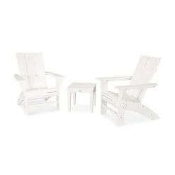 POLYWOOD Modern Curveback Adirondack 3-Piece Set -HomeNest Store Modern Curveback Adirondack 3 Piece Set PWS420 1 WH White