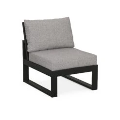 POLYWOOD Modular Armless Chair -HomeNest Store Modular Armless Chair 4601C BL145980 Black Mist Grey