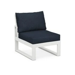 POLYWOOD Modular Armless Chair -HomeNest Store Modular Armless Chair 4601C WH145991 White Marine Indigo