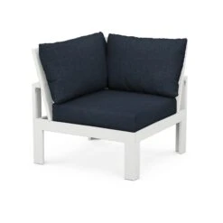 POLYWOOD Modular Corner Chair -HomeNest Store Modular Corner Chair 4604 WH145991 White Marine Indigo