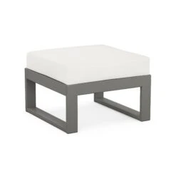 POLYWOOD Modular Ottoman -HomeNest Store Modular Ottoman 4600 GY152939 Slate Grey Natural Linen