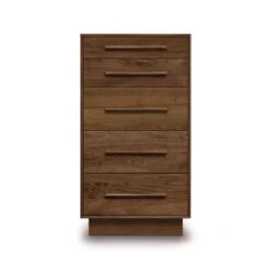 Moduluxe 5-Drawer Chest -HomeNest Store Moduluxe Walnut 5 Drawer Narrow Chest Natural Walnut