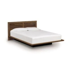 Moduluxe Platform Bed With Clapboard Headboard - 35" Series -HomeNest Store Moduluxe Walnut Clapboard Platform Bed 35in Queen