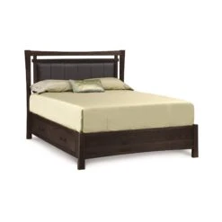 Monterey Storage Bed With Upholstered Headboard -HomeNest Store Monterey Cherry Upholstered Storage Bed Queen Smoke Cherry with Ebony Leather Upholstery