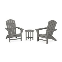 POLYWOOD Nautical 3-Piece Adirondack Set -HomeNest Store Nautical 3 Piece Adirondack Set PWS498 1 GY Slate Grey