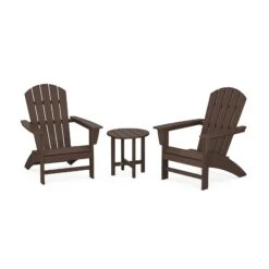 POLYWOOD Nautical 3-Piece Adirondack Set -HomeNest Store Nautical 3 Piece Adirondack Set PWS498 1 MA Mahogany