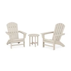 POLYWOOD Nautical 3-Piece Adirondack Set -HomeNest Store Nautical 3 Piece Adirondack Set PWS498 1 SA Sand