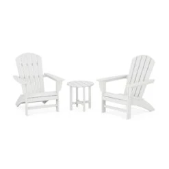 POLYWOOD Nautical 3-Piece Adirondack Set -HomeNest Store Nautical 3 Piece Adirondack Set PWS498 1 WH White