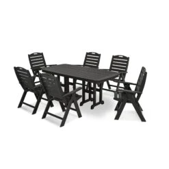POLYWOOD Nautical 7-Piece Dining Set -HomeNest Store Nautical 7 Piece Dining Set PWS125 1 BL Black