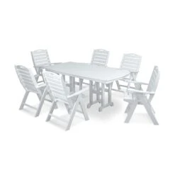 POLYWOOD Nautical 7-Piece Dining Set -HomeNest Store Nautical 7 Piece Dining Set PWS125 1 WH White