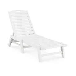 POLYWOOD Nautical Armless Chaise Lounge -HomeNest Store Nautical Armless Chaise Lounge NAC2280WH White