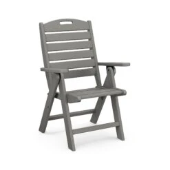 POLYWOOD Nautical Highback Folding Dining Chair -HomeNest Store Nautical Highback Folding Dining Chair NCH38GY Slate Grey