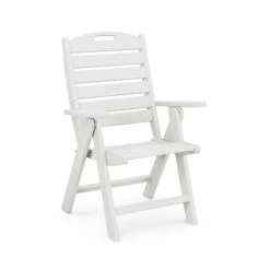 POLYWOOD Nautical Highback Folding Dining Chair -HomeNest Store Nautical Highback Folding Dining Chair NCH38WH White