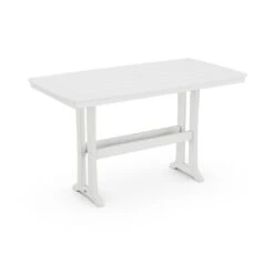 POLYWOOD Nautical Trestle 38" X 73" Bar Table -HomeNest Store Nautical Trestle 38x73 Bar Table PLB83 T2L1WH White