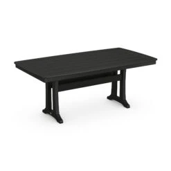 POLYWOOD Nautical Trestle 38" X 73" Dining Table -HomeNest Store Nautical Trestle 38x73 Dining Table PL83 T2L1BL White