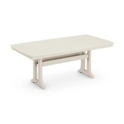 POLYWOOD Nautical Trestle 38" X 73" Dining Table -HomeNest Store Nautical Trestle 38x73 Dining Table PL83 T2L1SA Sand
