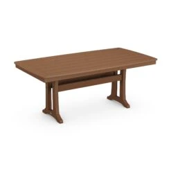 POLYWOOD Nautical Trestle 38" X 73" Dining Table -HomeNest Store Nautical Trestle 38x73 Dining Table PL83 T2L1TE Teak