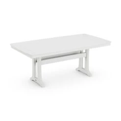 POLYWOOD Nautical Trestle 38" X 73" Dining Table -HomeNest Store Nautical Trestle 38x73 Dining Table PL83 T2L1WH White