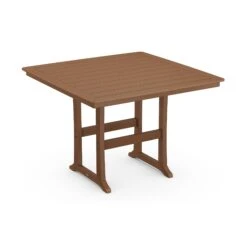 POLYWOOD Nautical Trestle 59" Bar Table -HomeNest Store Nautical Trestle 59 Inch Bar Table PLB85 T2L1TE Teak
