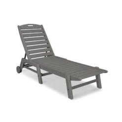 POLYWOOD Nautical Wheeled Chaise - Stackable -HomeNest Store Nautical Wheeled Chaise Stackable NAW2280GY Slate Grey
