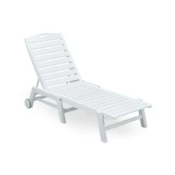 POLYWOOD Nautical Wheeled Chaise - Stackable -HomeNest Store Nautical Wheeled Chaise Stackable NAW2280WH White