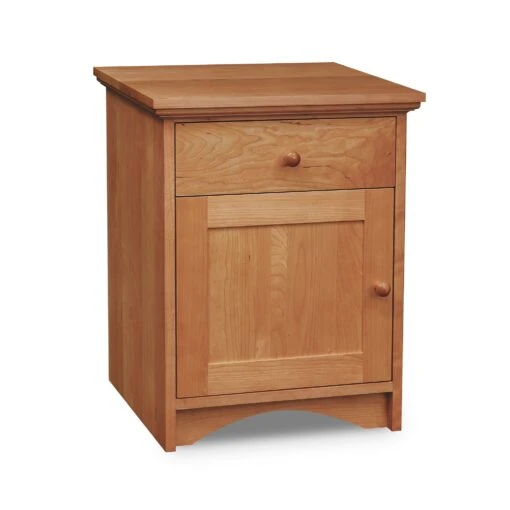 New England Shaker 1-Drawer Nightstand With Door And Arched Base