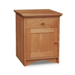 New England Shaker 1-Drawer Nightstand With Door And Arched Base -HomeNest Store New England Shaker 1 Drawer Arched Nightstand with Door Natural Cherry