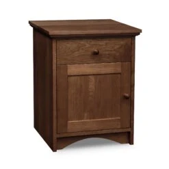 New England Shaker 1-Drawer Nightstand With Door And Arched Base -HomeNest Store New England Shaker 1 Drawer Arched Nightstand with Door Natural Walnut bzcpy9