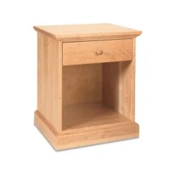 New England Shaker 1-Drawer Enclosed Shelf Nightstand -HomeNest Store New England Shaker 1 Drawer Enclosed Shelf Nightstand Natural Maple