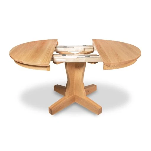 New Traditions Round Pedestal Extension Table - Oak - Clearance - Image 3