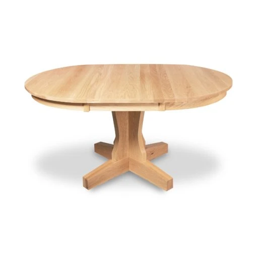 New Traditions Round Pedestal Extension Table - Oak - Clearance - Image 4