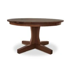 New Traditions Round Pedestal Table -HomeNest Store New Traditions Round Solid Top Pedestal Table 54 Inch Natural Walnut
