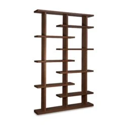 New York Contemporary Bookcase -HomeNest Store New York Contemporary Bookcase Natural Walnut