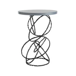 Olympus Wood Top Accent Table -HomeNest Store Olympus Wood Top Accent Table Black Grey Maple