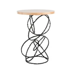Olympus Wood Top Accent Table -HomeNest Store Olympus Wood Top Accent Table Black Natural Maple