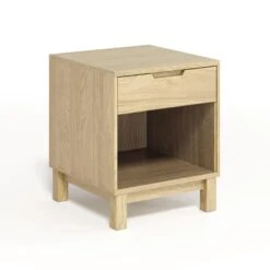 Oslo 1-Drawer Enclosed Shelf Nightstand -HomeNest Store Oslo 1 Drawer Enclosed Shelf Nightstand Natural Oak