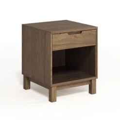 Oslo 1-Drawer Enclosed Shelf Nightstand -HomeNest Store Oslo 1 Drawer Enclosed Shelf Nightstand Sand Oak