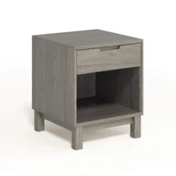 Oslo 1-Drawer Enclosed Shelf Nightstand -HomeNest Store Oslo 1 Drawer Enclosed Shelf Nightstand Weathered Oak