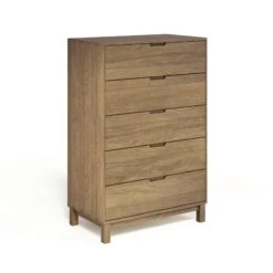 Oslo 5-Drawer Wide Chest -HomeNest Store Oslo 5 Drawer Chest Sand Oak