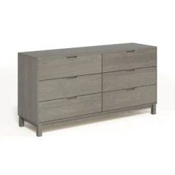 Oslo 6-Drawer Dresser -HomeNest Store Oslo 6 Drawer Dresser Weathered Oak