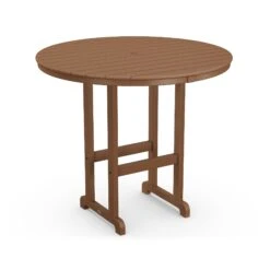 POLYWOOD Outdoor 48" Round Bar Table -HomeNest Store Outdoor 48 Inch Round Bar Table RBT248TE Teak