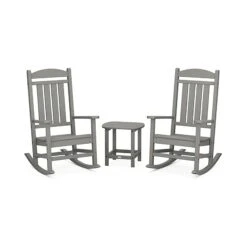 POLYWOOD Presidential Outdoor Rocking Chair 3-Piece Set -HomeNest Store PWS166 1 GY Slate Grey