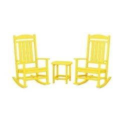 POLYWOOD Presidential Outdoor Rocking Chair 3-Piece Set -HomeNest Store PWS166 1 LE Lemon